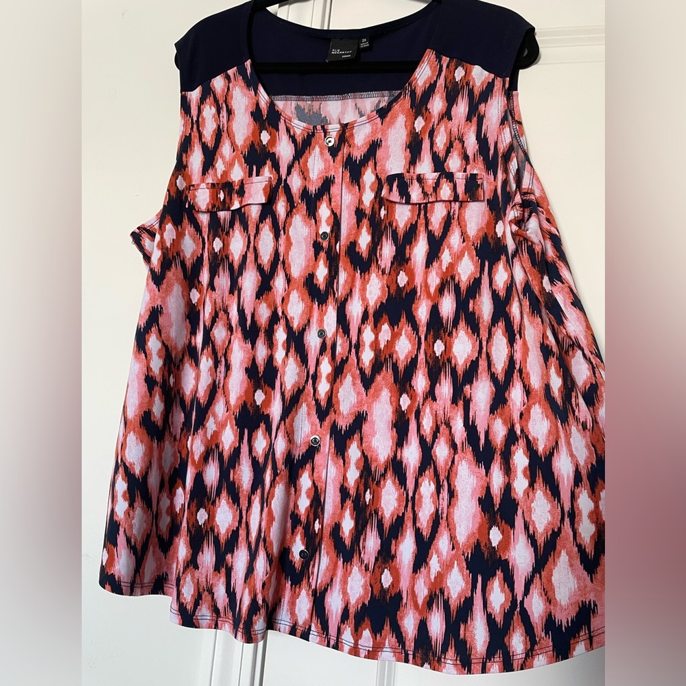 Elie McCarthy Womens Scoop Neck Blouse Tank Top 2X Abstract Geometric Casual - Picture 16 of 16